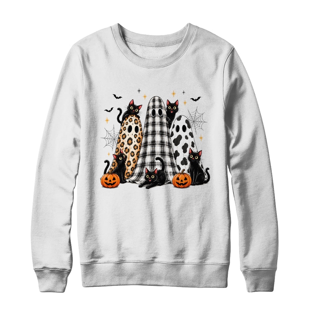 Summerween Ghost Leopard Cat Retro Halloween Spooky Season Shirt & Sweatshirt | teecentury
