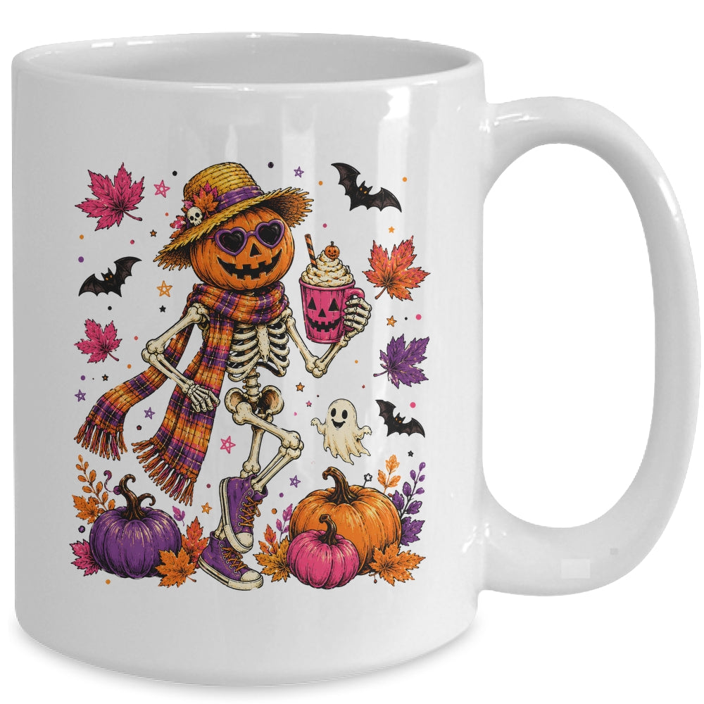 Summerween Ghost Retro Halloween Skeleton Spooky Season Mug | teecentury