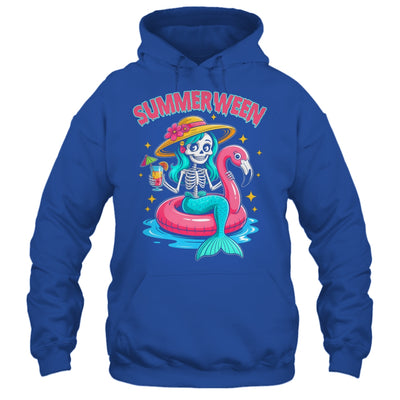 Summerween Mermaid Skeleton Halloween Flamingo Summer Vacay Shirt & Tank Top | teecentury
