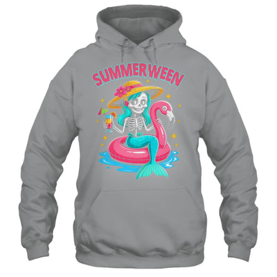 Summerween Mermaid Skeleton Halloween Flamingo Summer Vacay Shirt & Tank Top | teecentury