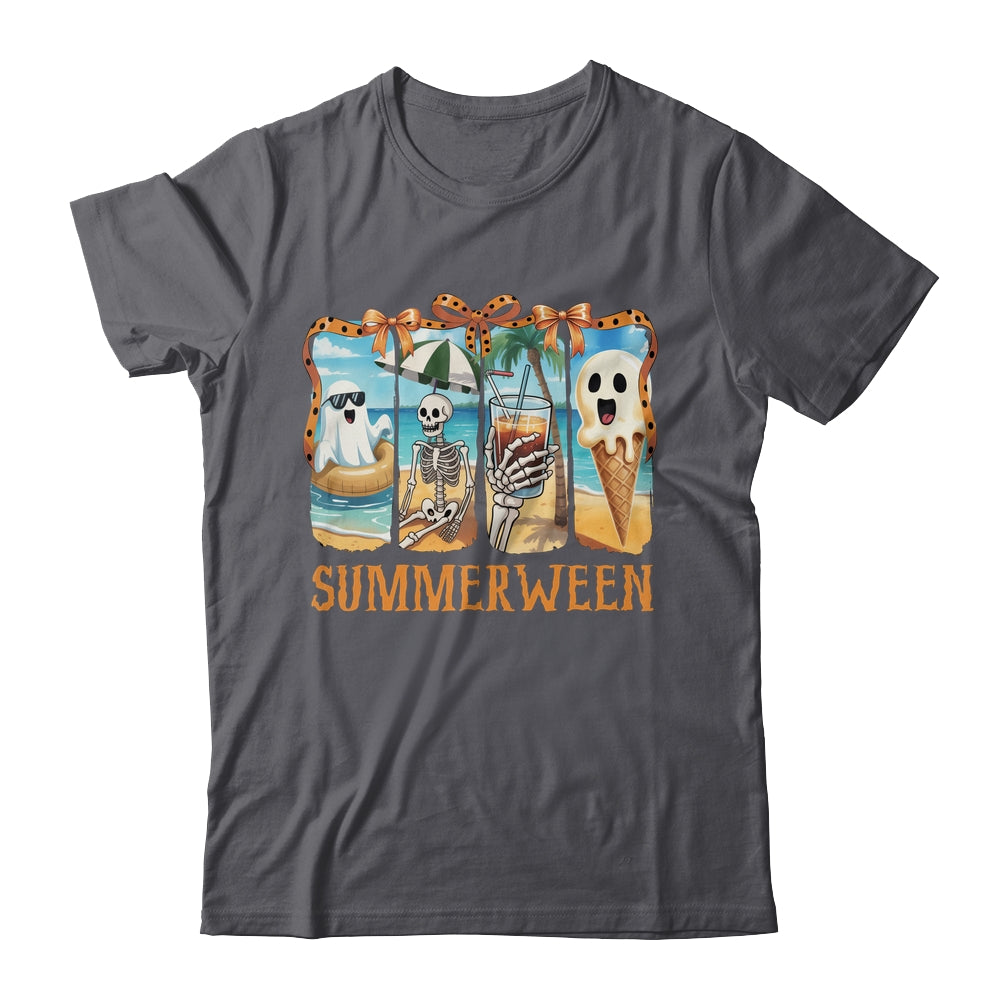 Summerween Skeleton Ghost Beach Party Summer Halloween Vibes Shirt & Tank Top | teecentury