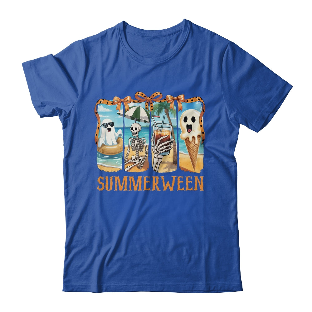 Summerween Skeleton Ghost Beach Party Summer Halloween Vibes Shirt & Tank Top | teecentury