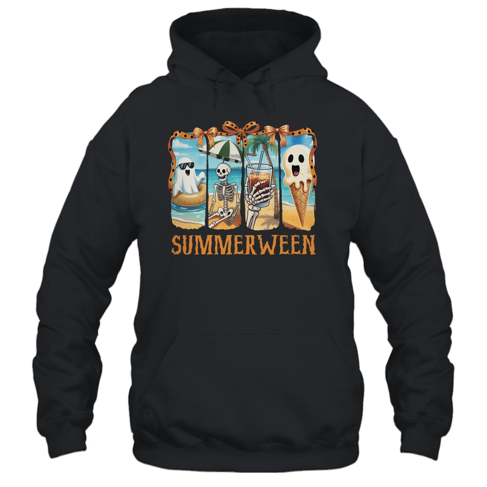 Summerween Skeleton Ghost Beach Party Summer Halloween Vibes Shirt & Tank Top | teecentury