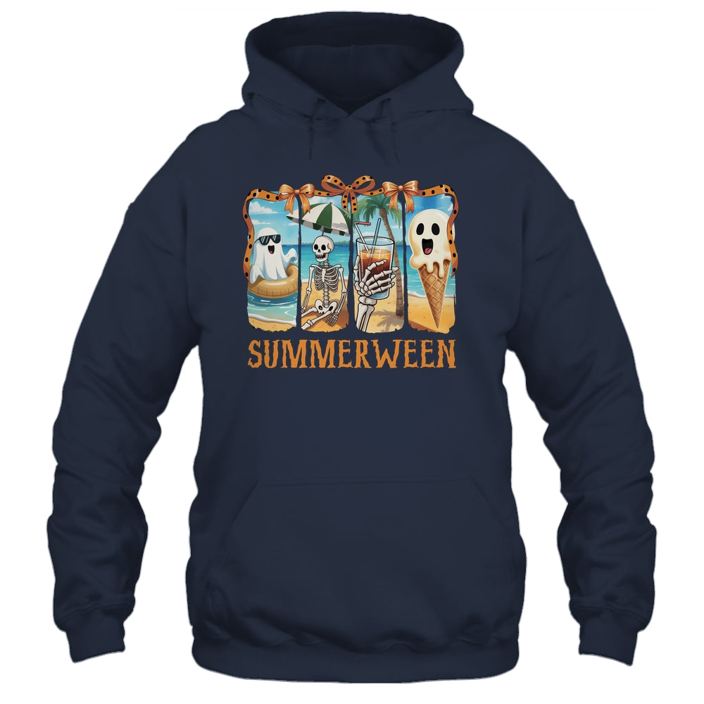 Summerween Skeleton Ghost Beach Party Summer Halloween Vibes Shirt & Tank Top | teecentury