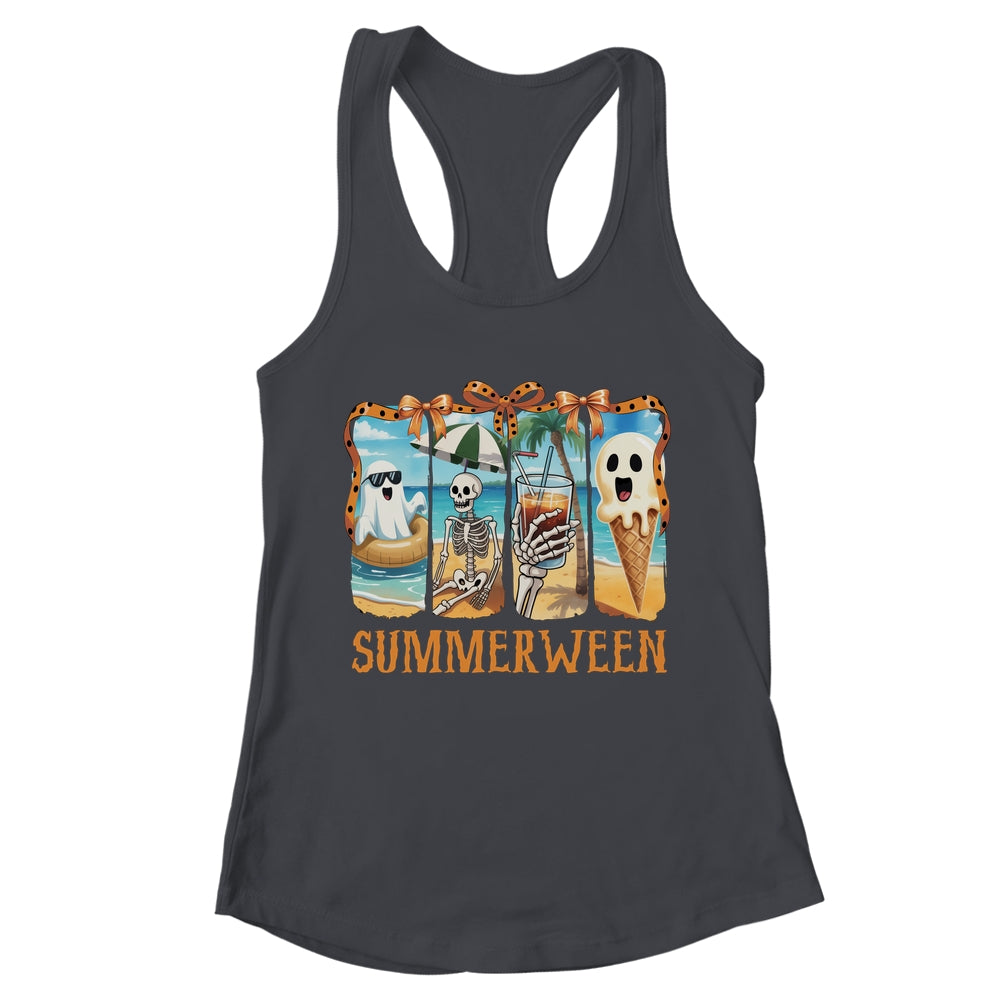 Summerween Skeleton Ghost Beach Party Summer Halloween Vibes Shirt & Tank Top | teecentury