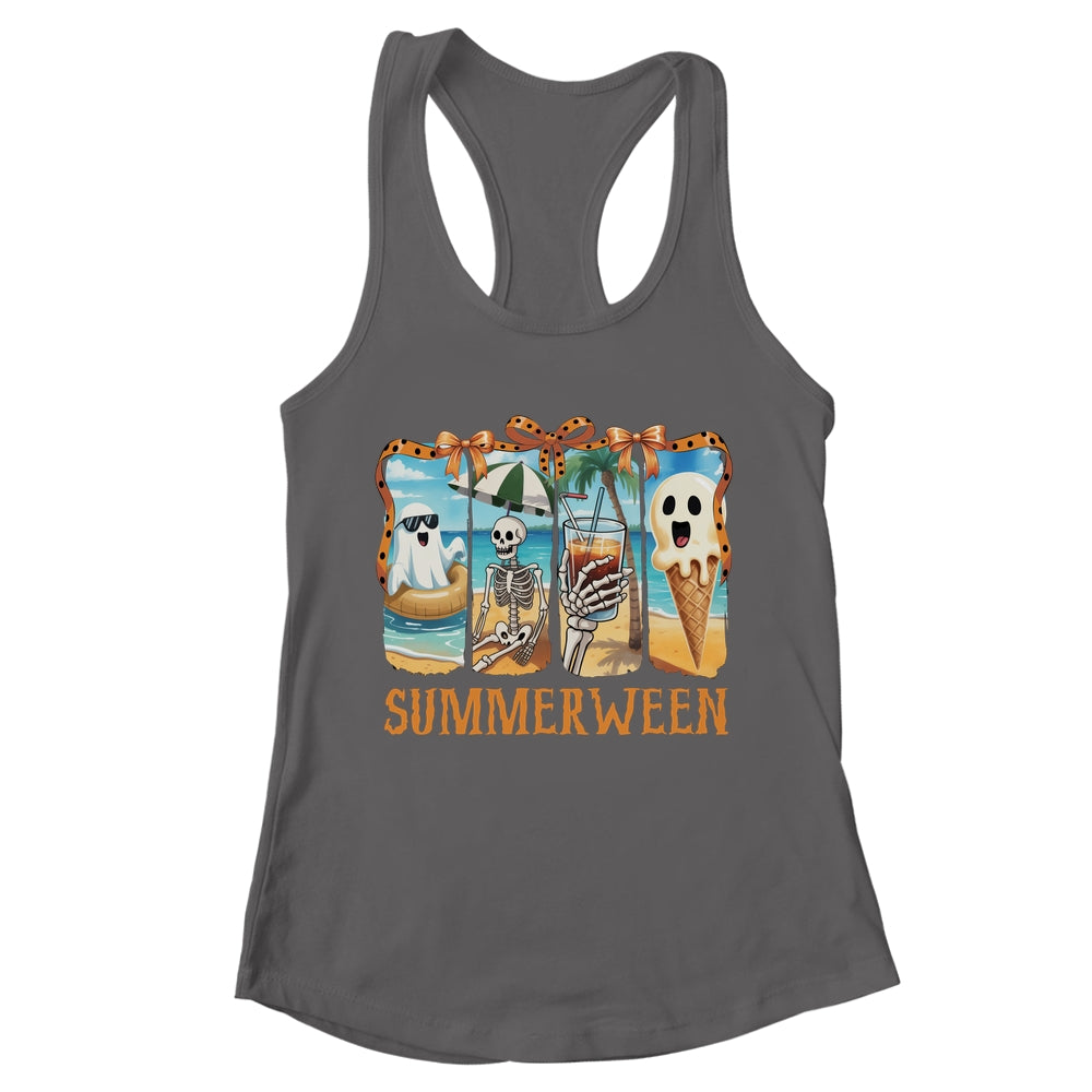 Summerween Skeleton Ghost Beach Party Summer Halloween Vibes Shirt & Tank Top | teecentury