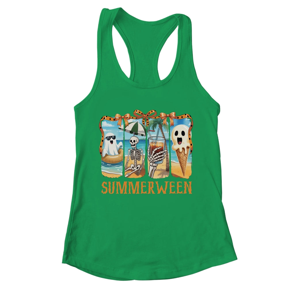 Summerween Skeleton Ghost Beach Party Summer Halloween Vibes Shirt & Tank Top | teecentury