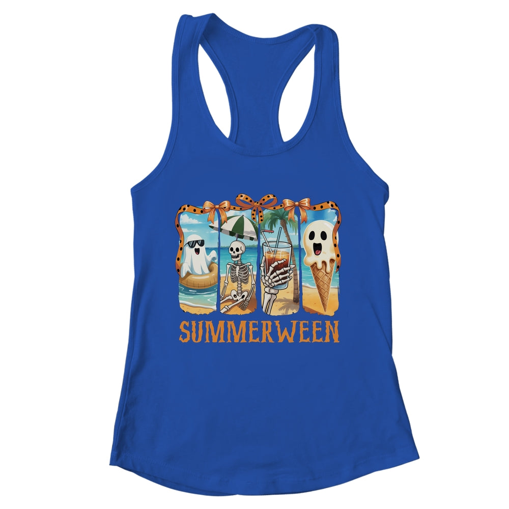 Summerween Skeleton Ghost Beach Party Summer Halloween Vibes Shirt & Tank Top | teecentury