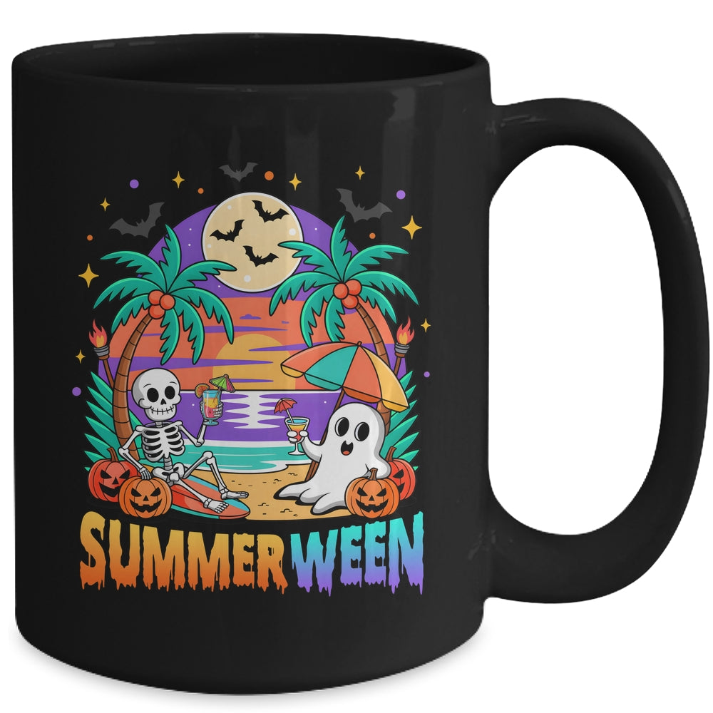 Summerween Summer Skeleton Party Halloween Vibes Vacation Mug | teecentury