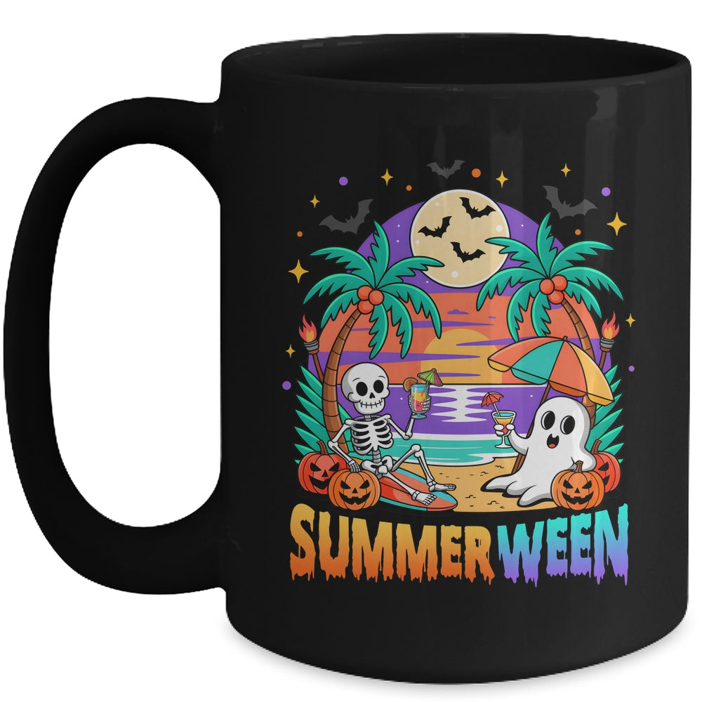 Summerween Summer Skeleton Party Halloween Vibes Vacation Mug | teecentury