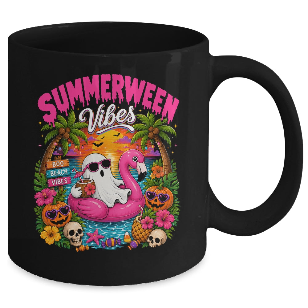 Summerween Vibes Spooky Ghost Beach Summer Halloween Women Mug | teecentury