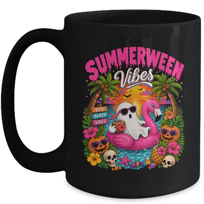 Summerween Vibes Spooky Ghost Beach Summer Halloween Women Mug | teecentury