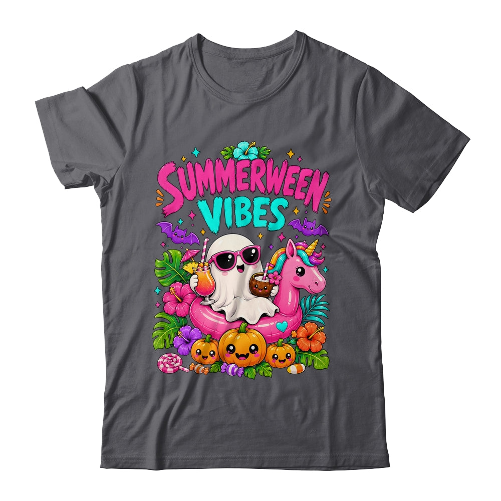 Summerween Vibes Spooky Ghost Unicorn Halloween Beach Summer Shirt & Tank Top | teecentury
