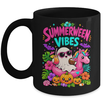 Summerween Vibes Spooky Ghost Unicorn Halloween Beach Summer Mug | teecentury