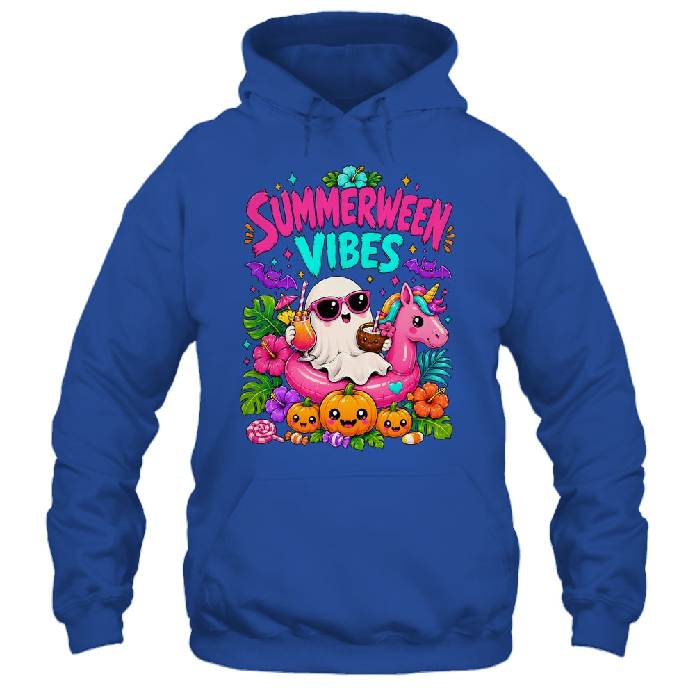 Summerween Vibes Spooky Ghost Unicorn Halloween Beach Summer Shirt & Tank Top | teecentury