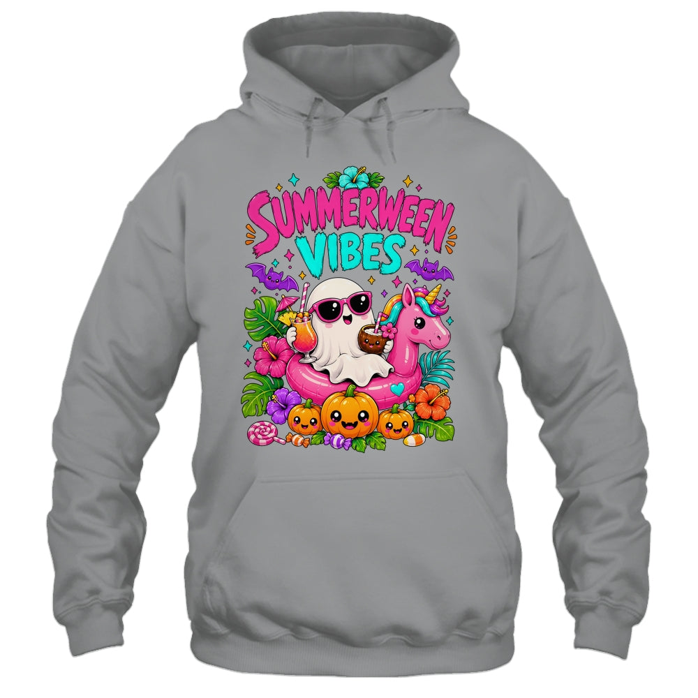 Summerween Vibes Spooky Ghost Unicorn Halloween Beach Summer Shirt & Tank Top | teecentury