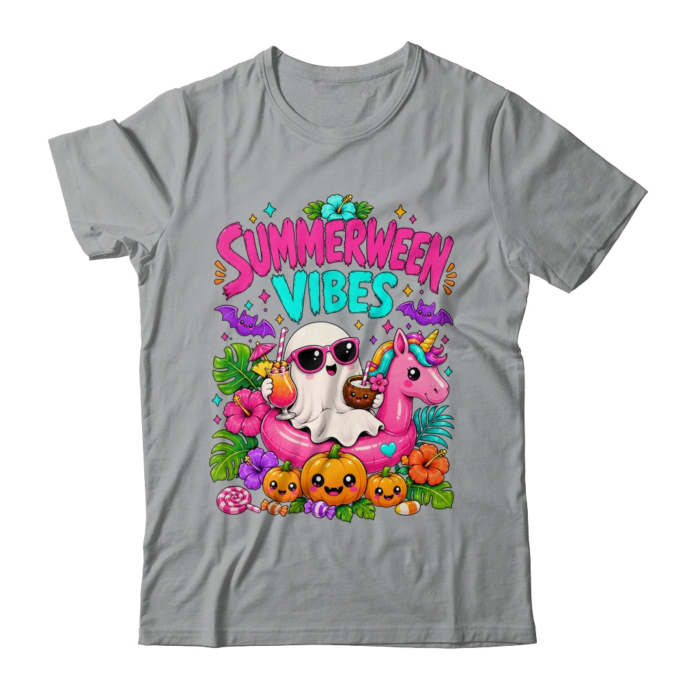Summerween Vibes Spooky Ghost Unicorn Halloween Beach Summer Shirt & Tank Top | teecentury
