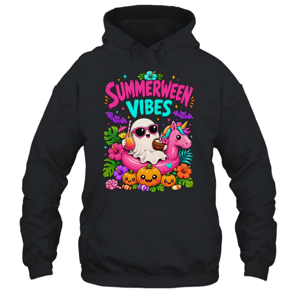 Summerween Vibes Spooky Ghost Unicorn Halloween Beach Summer Shirt & Tank Top | teecentury