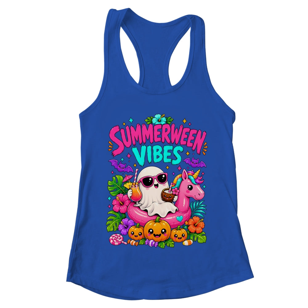 Summerween Vibes Spooky Ghost Unicorn Halloween Beach Summer Shirt & Tank Top | teecentury
