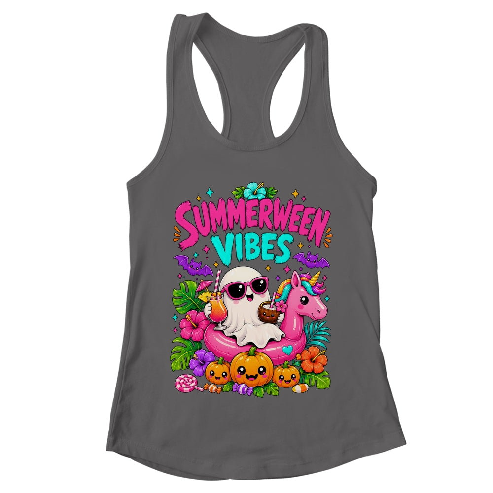 Summerween Vibes Spooky Ghost Unicorn Halloween Beach Summer Shirt & Tank Top | teecentury