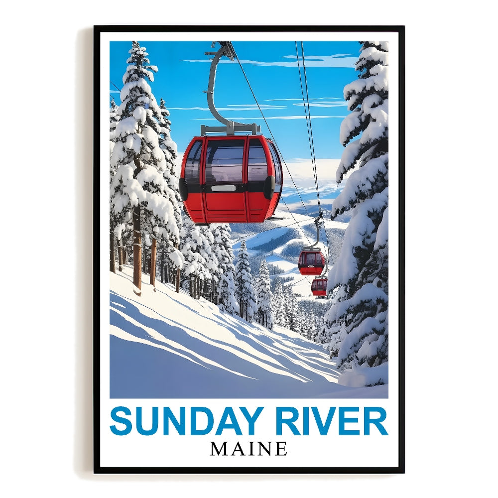 Sunday River Maine Travel Poster Winter Ski Resort Ski Lovers Wall Art Decor Painting Landscape Print Picture Ideal For Home Office Living Room Bedroom Decor Unframed | teecentury