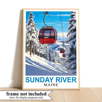 Sunday River Maine Travel Poster Winter Ski Resort Ski Lovers Wall Art Decor Painting Landscape Print Picture Ideal For Home Office Living Room Bedroom Decor Unframed | teecentury