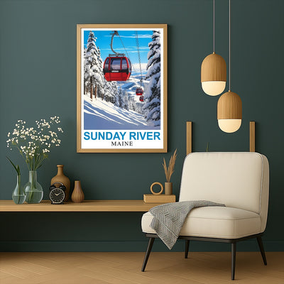 Sunday River Maine Travel Poster Winter Ski Resort Ski Lovers Wall Art Decor Painting Landscape Print Picture Ideal For Home Office Living Room Bedroom Decor Unframed | teecentury