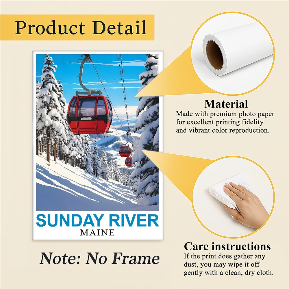 Sunday River Maine Travel Poster Winter Ski Resort Ski Lovers Wall Art Decor Painting Landscape Print Picture Ideal For Home Office Living Room Bedroom Decor Unframed | teecentury
