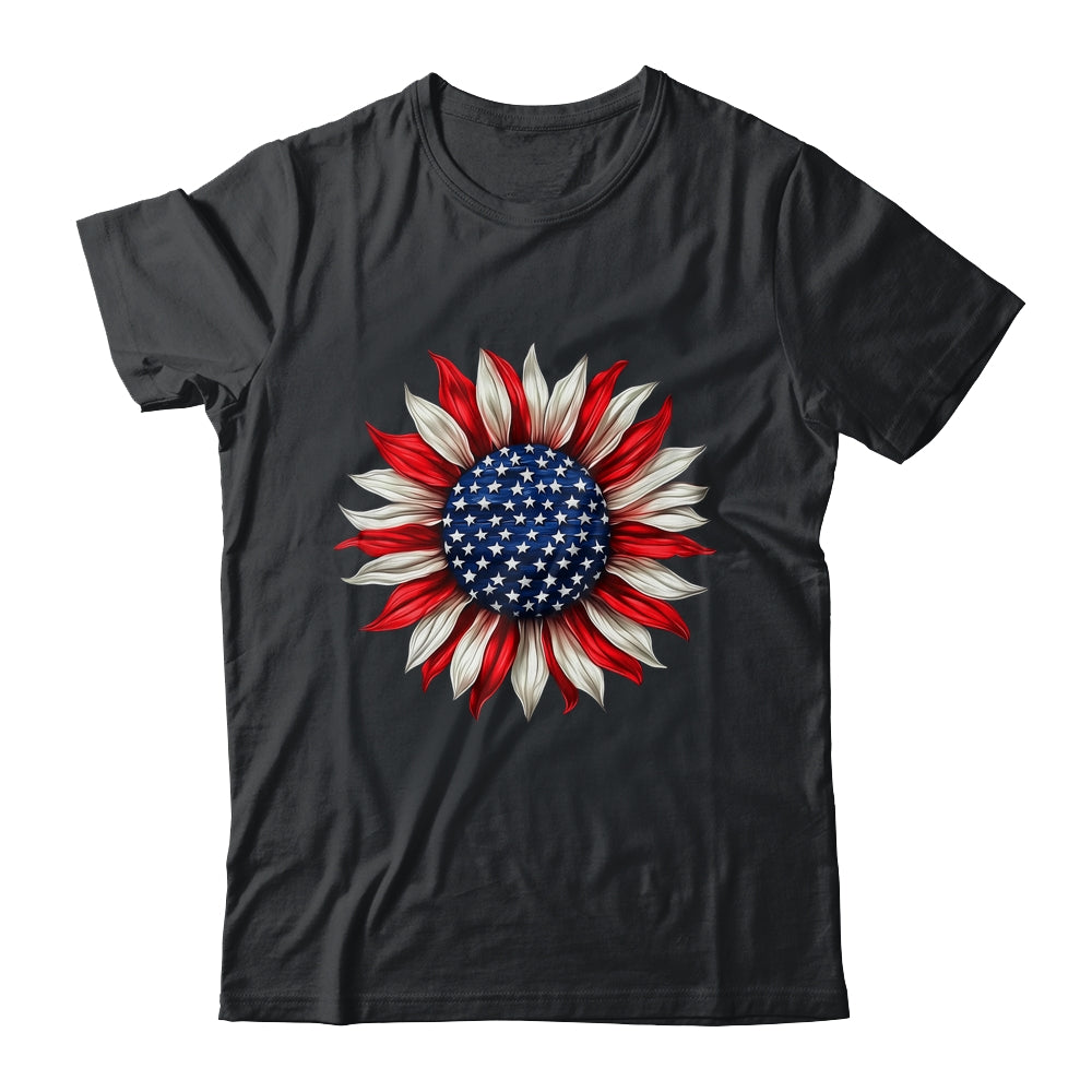 Sunflower American Flag USA 4th Of July Women Men Girls Shirt & Tank Top | teecentury