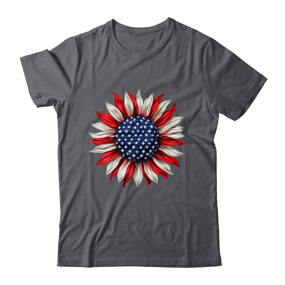 Sunflower American Flag USA 4th Of July Women Men Girls Shirt & Tank Top | teecentury