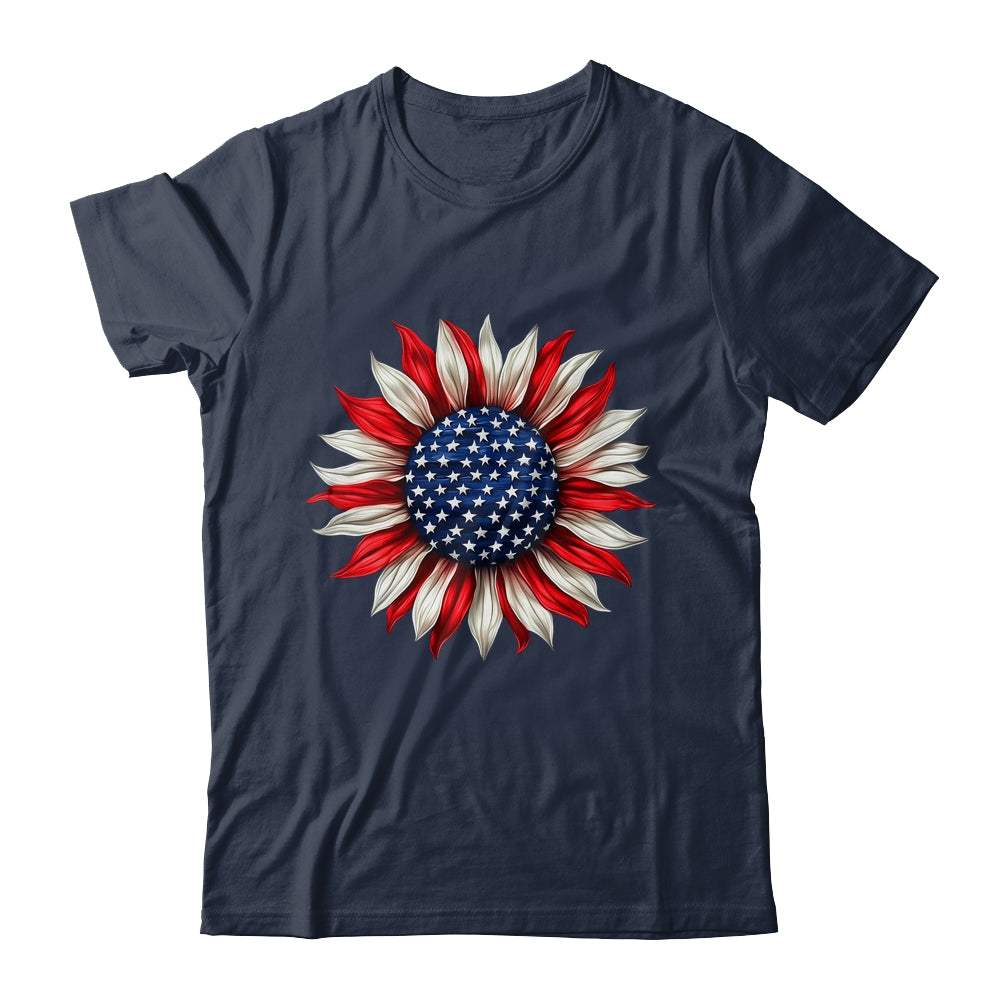 Sunflower American Flag USA 4th Of July Women Men Girls Shirt & Tank Top | teecentury