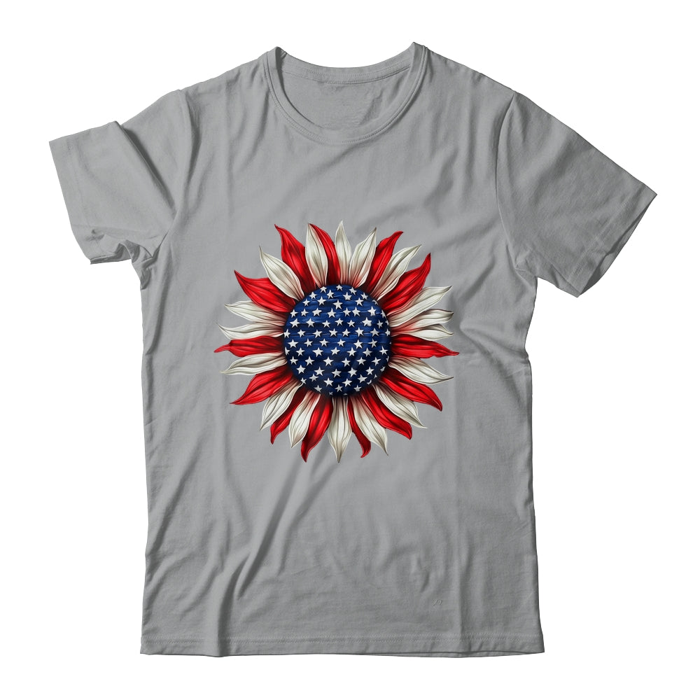 Sunflower American Flag USA 4th Of July Women Men Girls Shirt & Tank Top | teecentury