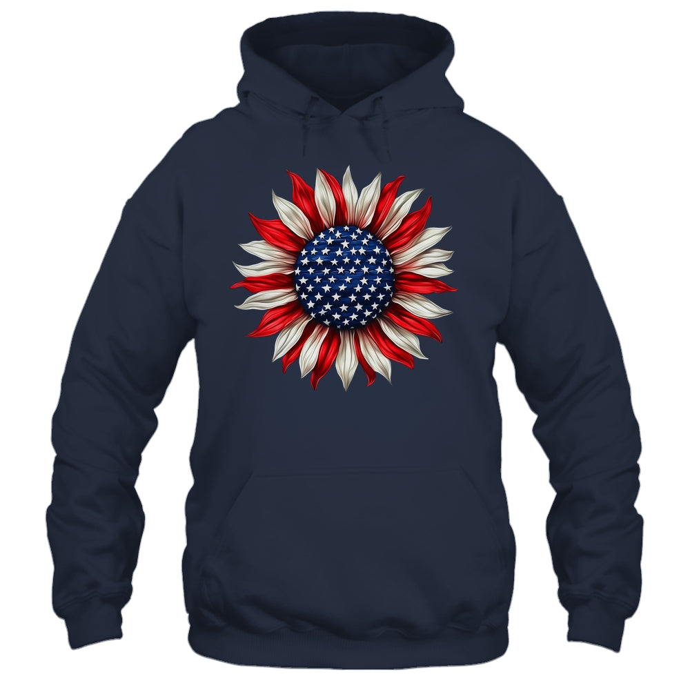 Sunflower American Flag USA 4th Of July Women Men Girls Shirt & Tank Top | teecentury