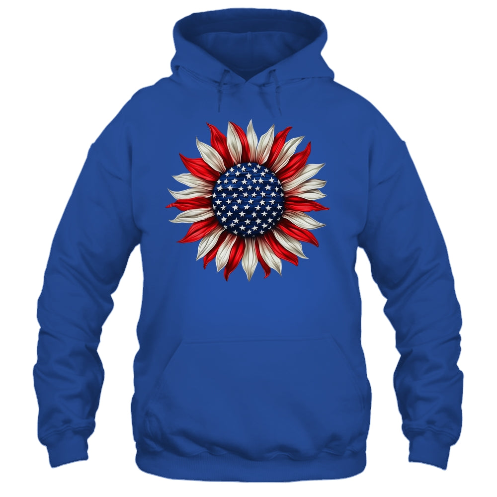 Sunflower American Flag USA 4th Of July Women Men Girls Shirt & Tank Top | teecentury