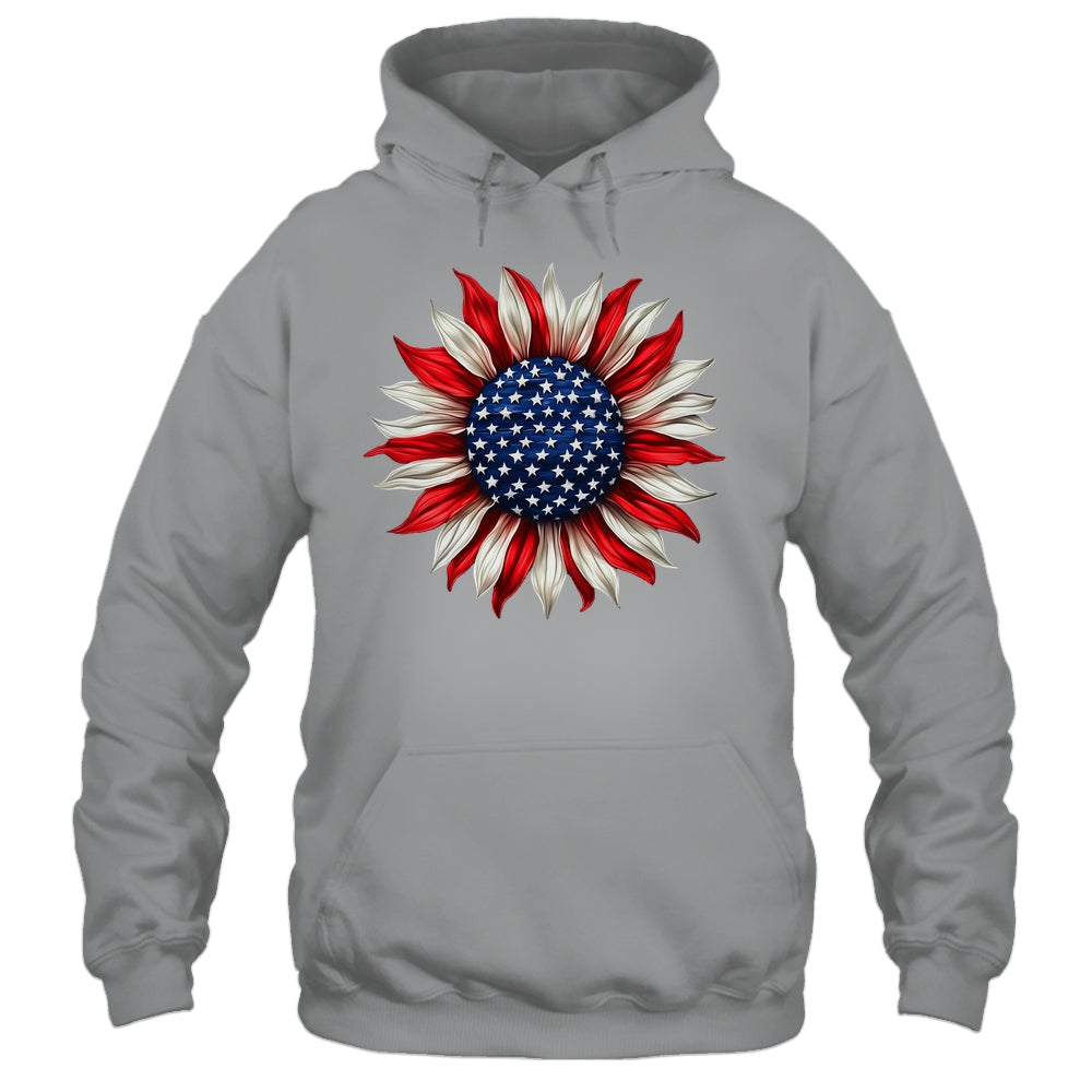 Sunflower American Flag USA 4th Of July Women Men Girls Shirt & Tank Top | teecentury
