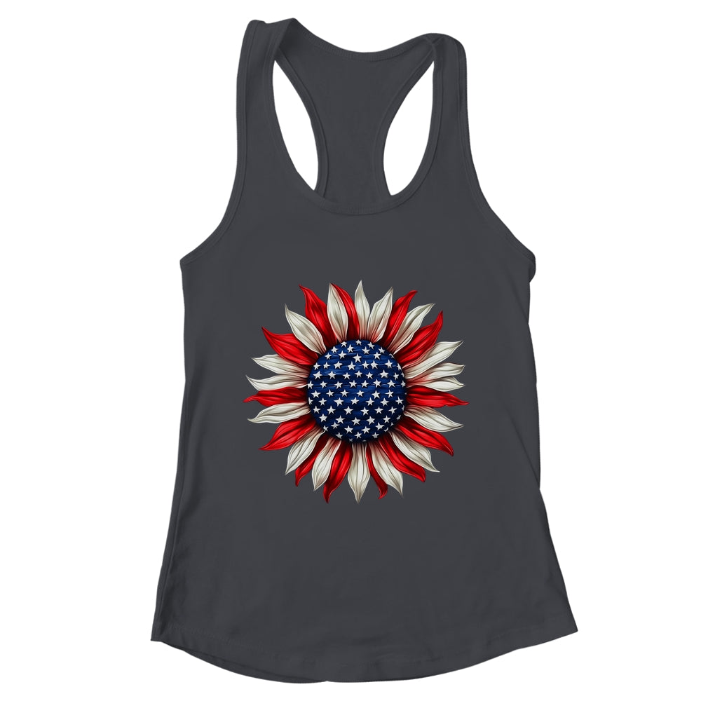 Sunflower American Flag USA 4th Of July Women Men Girls Shirt & Tank Top | teecentury