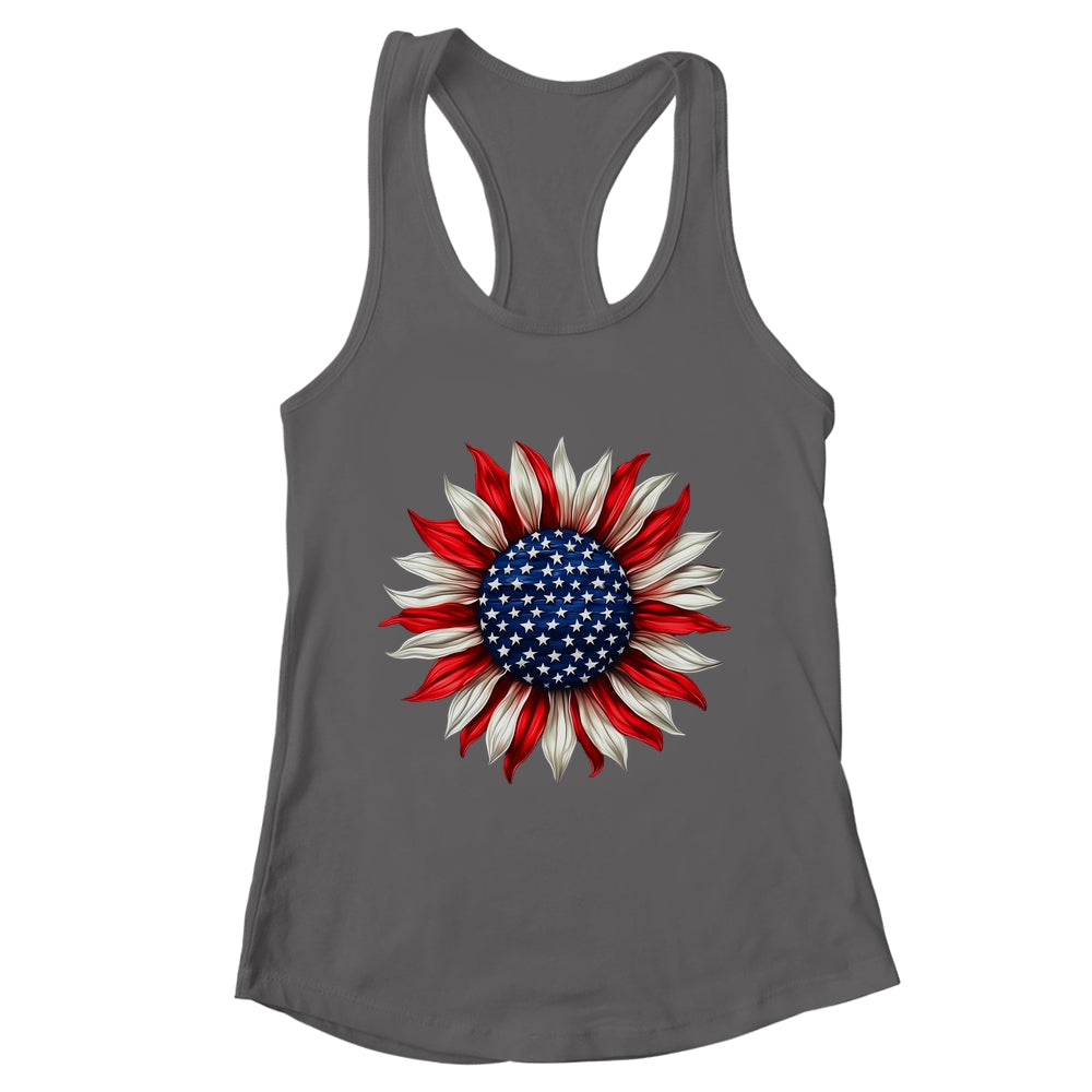 Sunflower American Flag USA 4th Of July Women Men Girls Shirt & Tank Top | teecentury