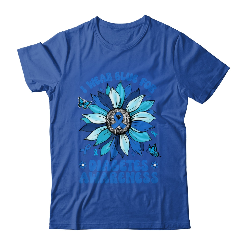 Sunflower Diabetes I Wear Blue For Diabetes Awareness Shirt & Hoodie | teecentury