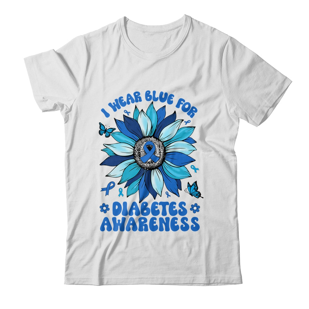 Sunflower Diabetes I Wear Blue For Diabetes Awareness Shirt & Hoodie | teecentury