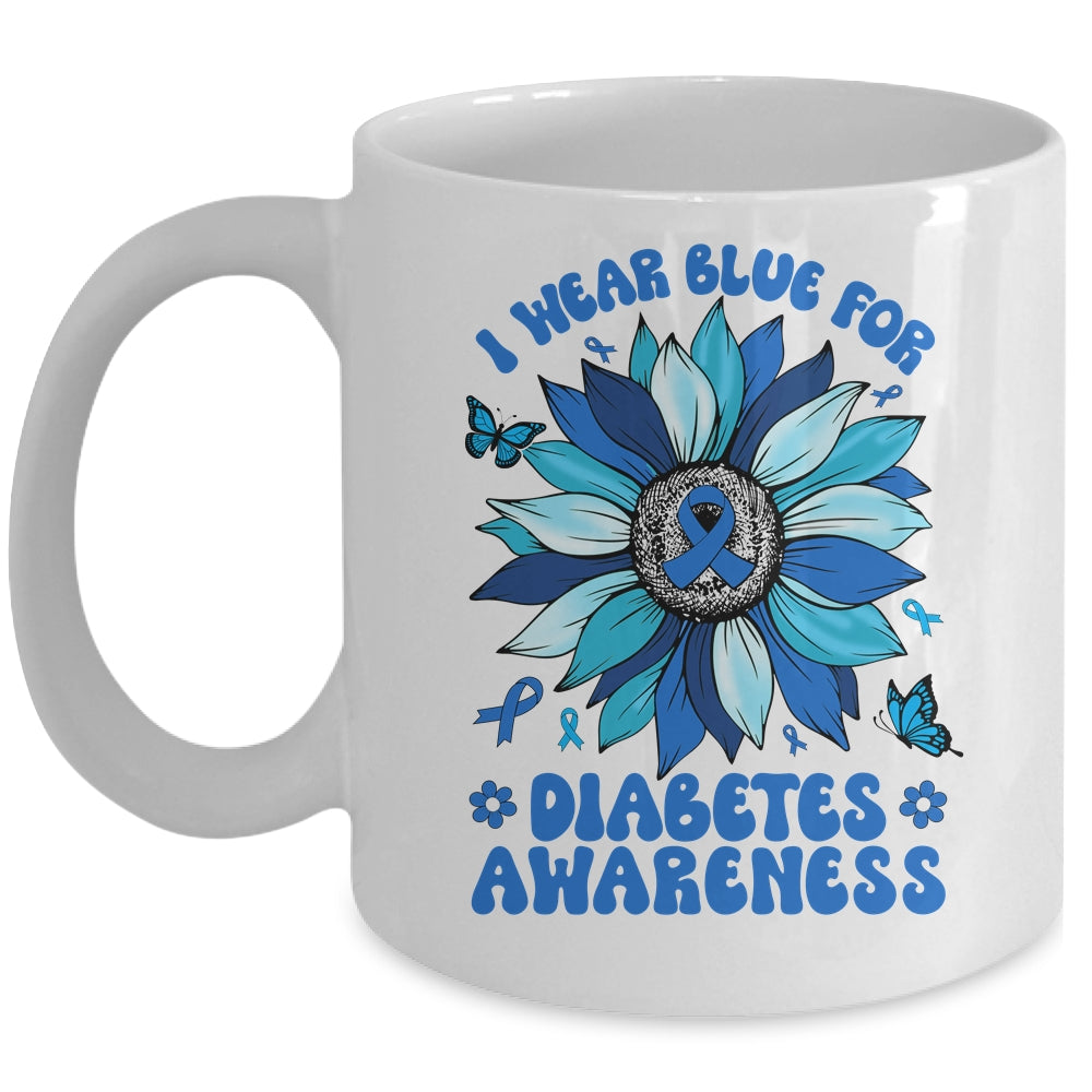 Sunflower Diabetes I Wear Blue For Diabetes Awareness Mug | teecentury