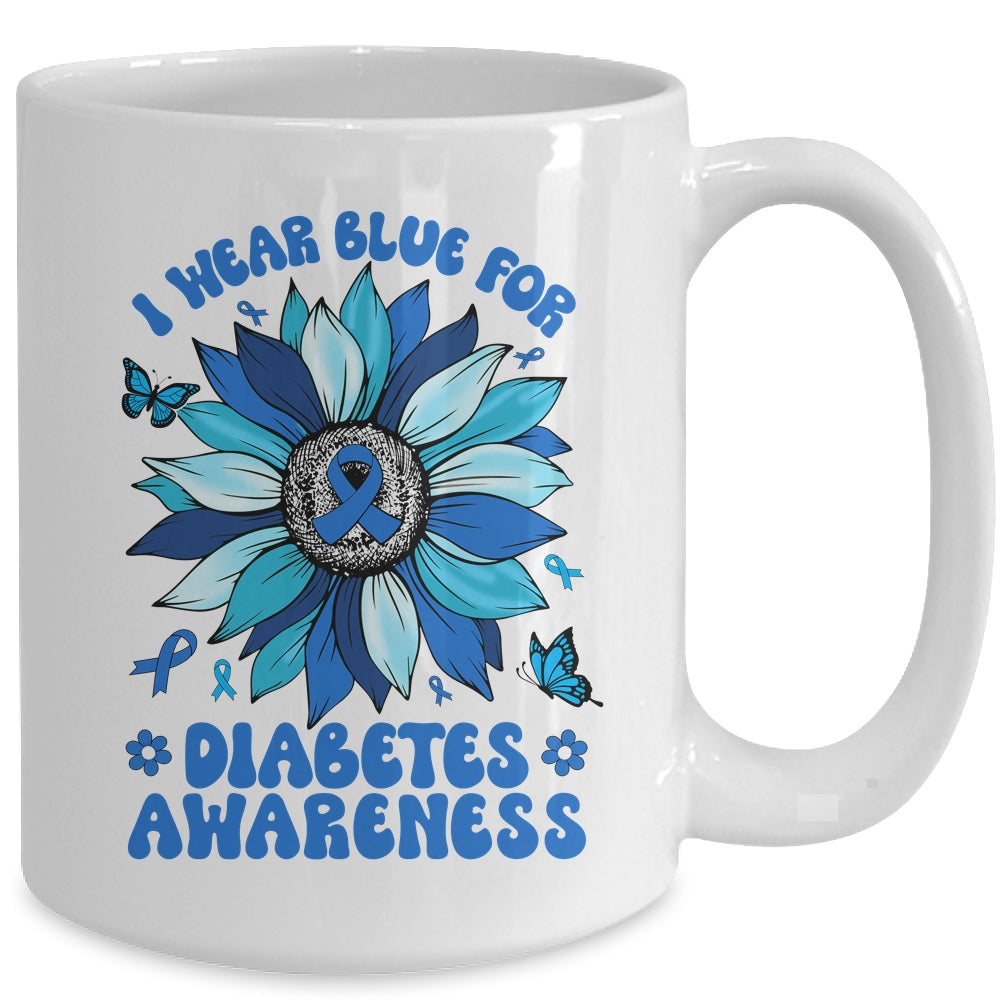 Sunflower Diabetes I Wear Blue For Diabetes Awareness Mug | teecentury