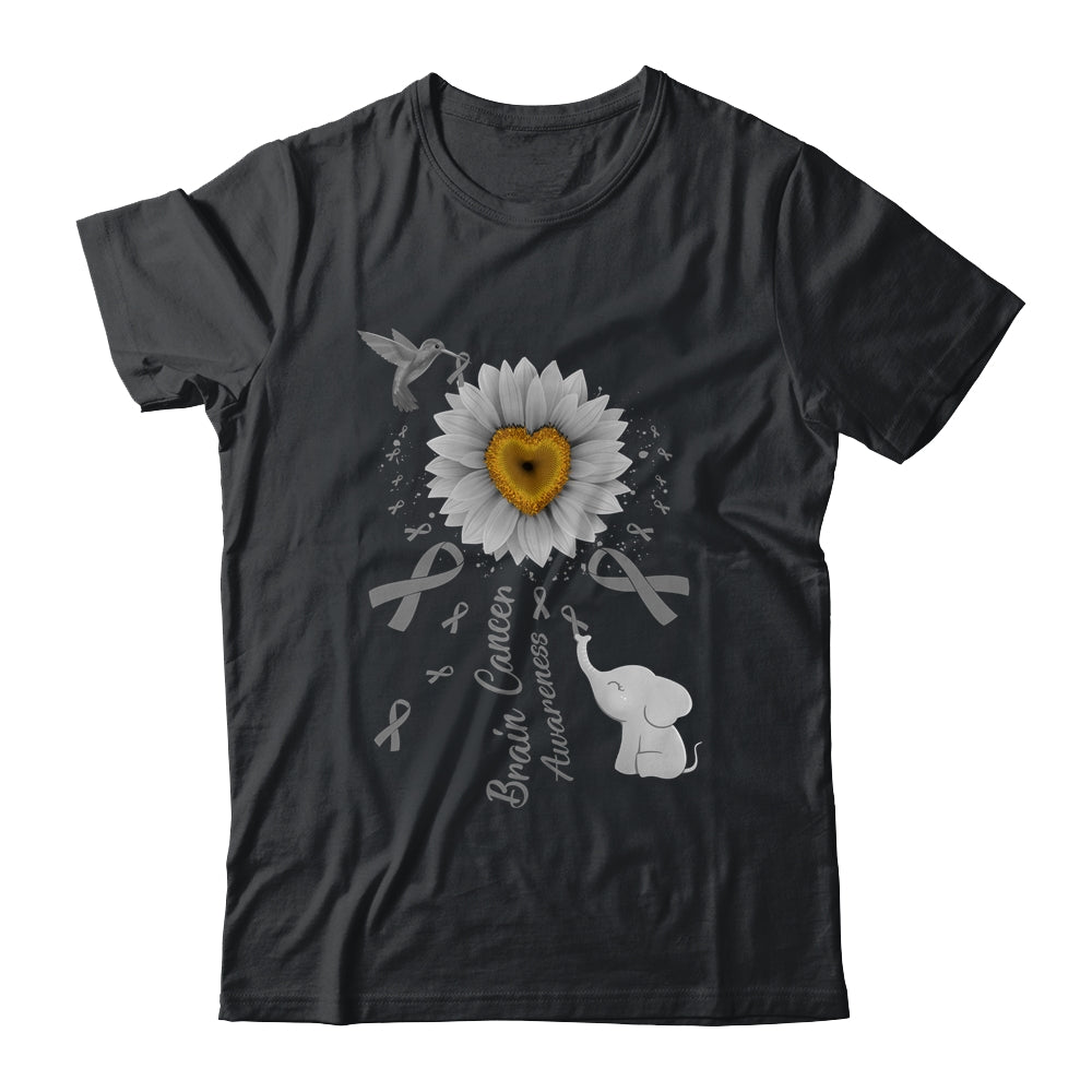 Sunflower Hummingbird Elephant Brain Cancer Awareness Shirt & Tank Top | teecentury