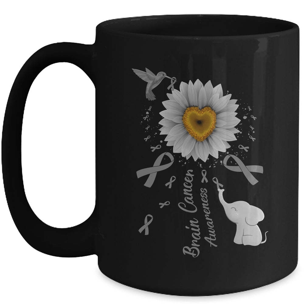 Sunflower Hummingbird Elephant Brain Cancer Awareness Mug | teecentury