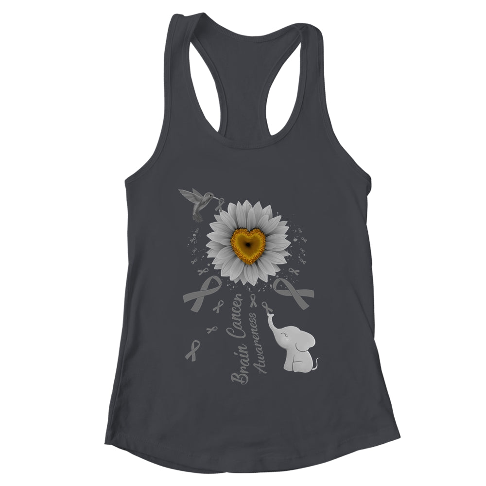 Sunflower Hummingbird Elephant Brain Cancer Awareness Shirt & Tank Top | teecentury