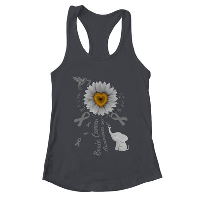 Sunflower Hummingbird Elephant Brain Cancer Awareness Shirt & Tank Top | teecentury