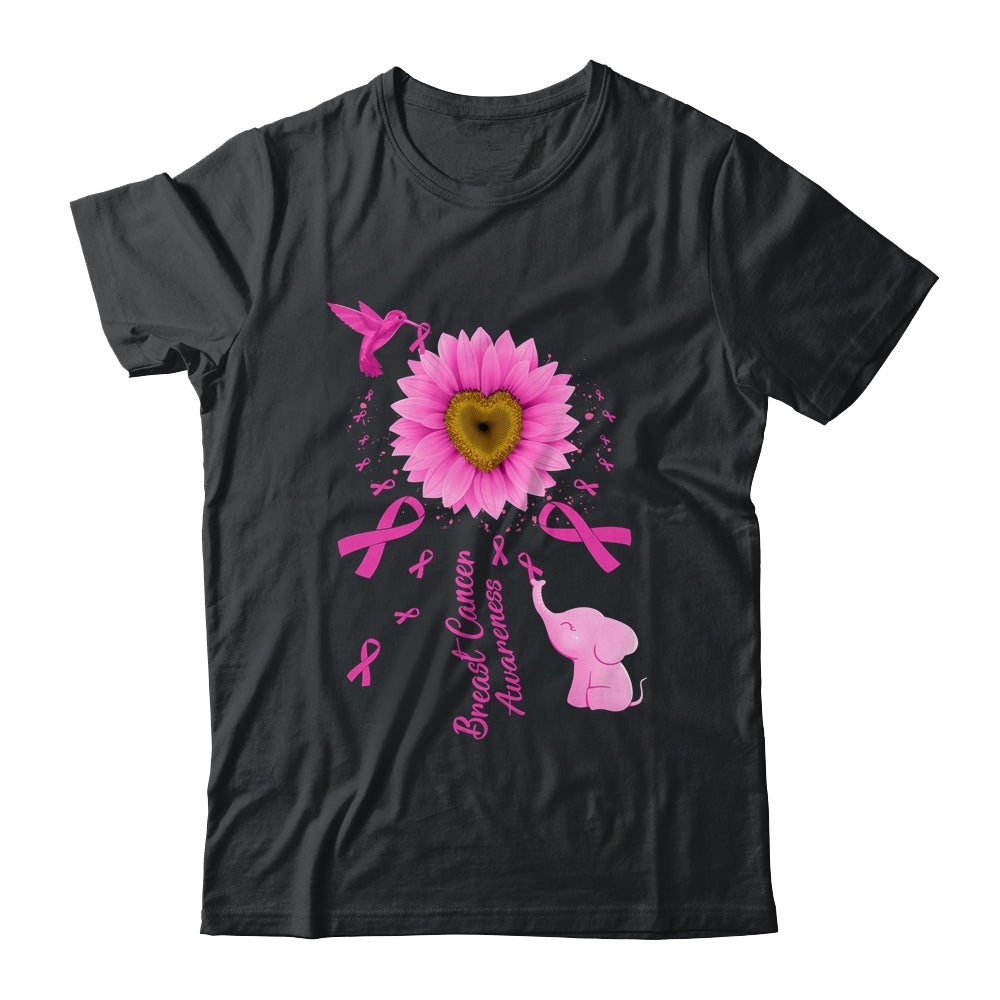 Sunflower Hummingbird Elephant Breast Cancer Awareness Shirt & Tank Top | teecentury