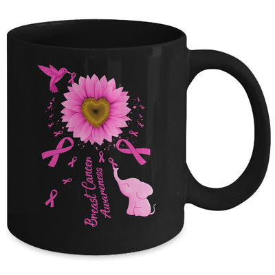 Sunflower Hummingbird Elephant Breast Cancer Awareness Mug | teecentury
