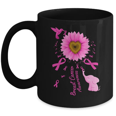 Sunflower Hummingbird Elephant Breast Cancer Awareness Mug | teecentury
