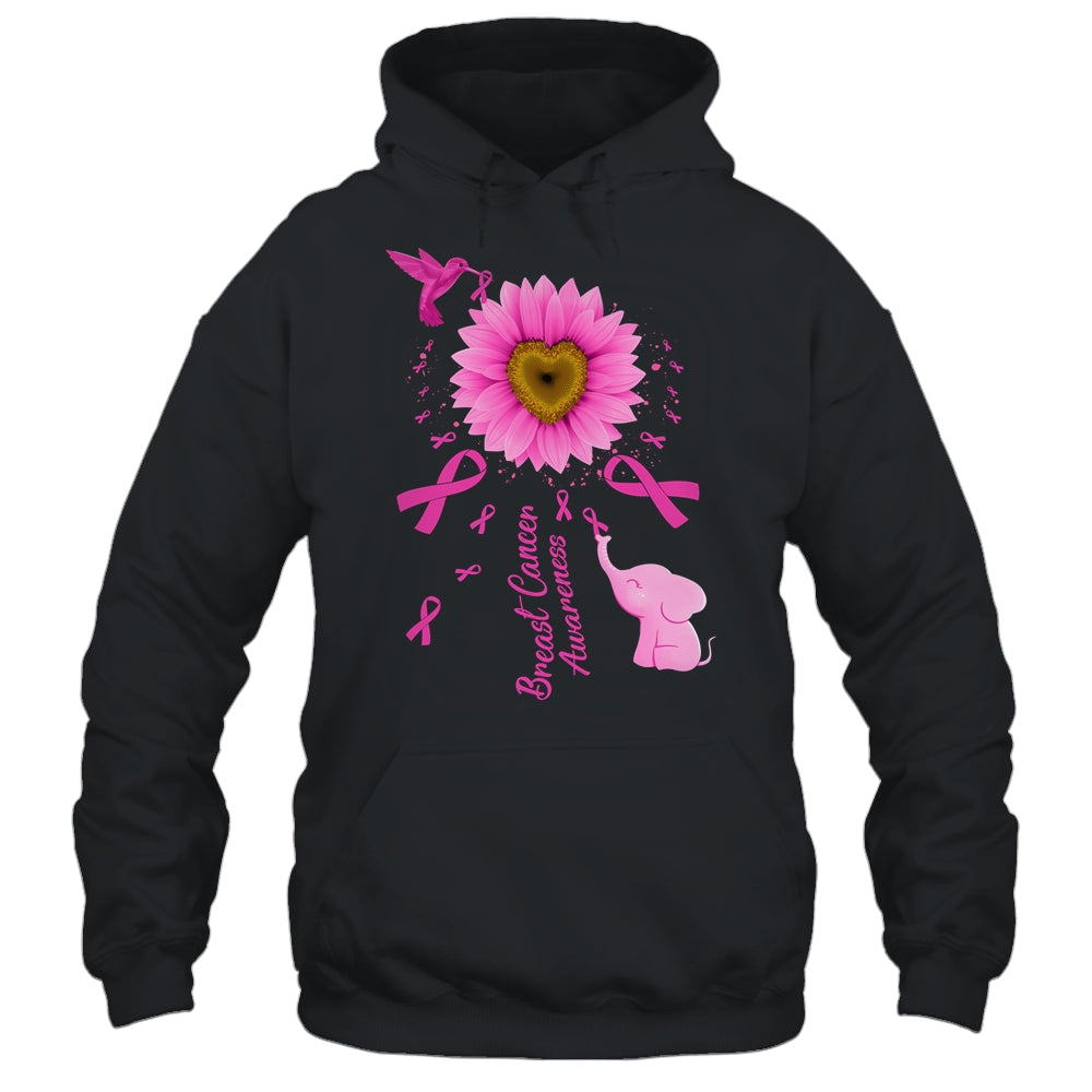Sunflower Hummingbird Elephant Breast Cancer Awareness Shirt & Tank Top | teecentury