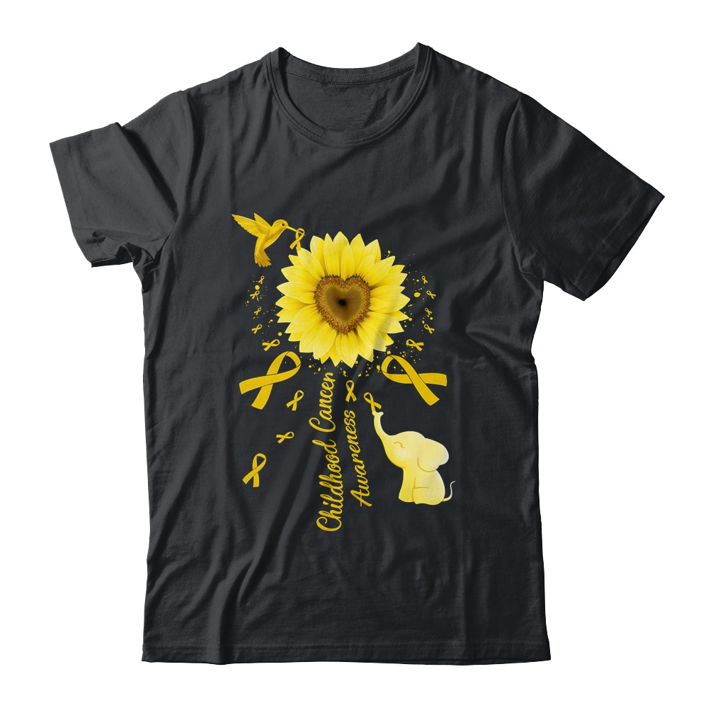 Sunflower Hummingbird Elephant Childhood Cancer Awareness Shirt & Tank Top | teecentury